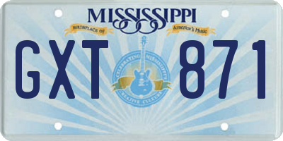 MS license plate GXT871