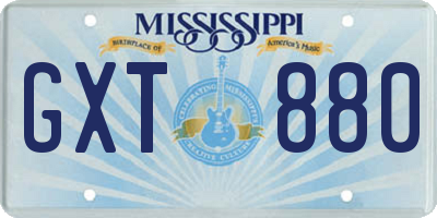 MS license plate GXT880