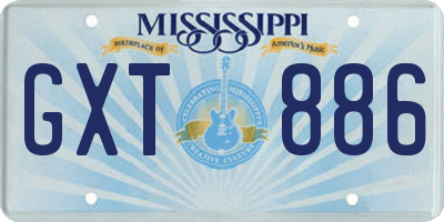 MS license plate GXT886
