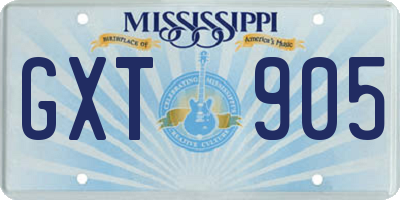 MS license plate GXT905