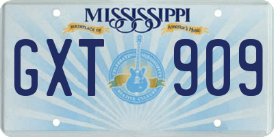 MS license plate GXT909