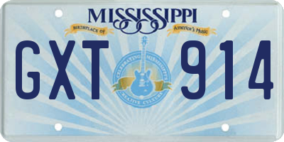 MS license plate GXT914