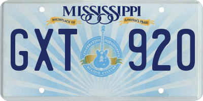 MS license plate GXT920