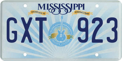 MS license plate GXT923
