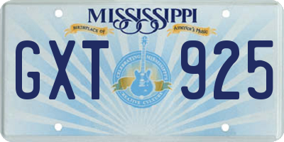 MS license plate GXT925