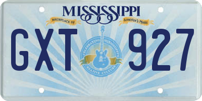 MS license plate GXT927