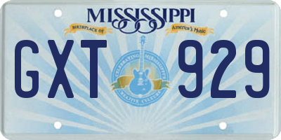 MS license plate GXT929