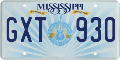 MS license plate GXT930