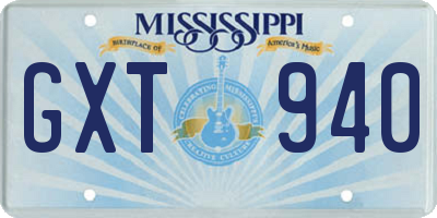 MS license plate GXT940