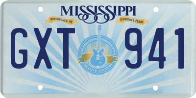 MS license plate GXT941