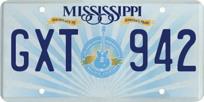 MS license plate GXT942