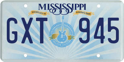 MS license plate GXT945