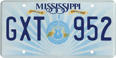 MS license plate GXT952