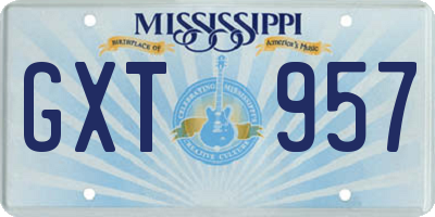 MS license plate GXT957