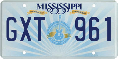 MS license plate GXT961