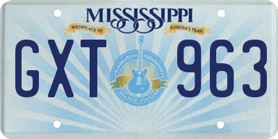 MS license plate GXT963