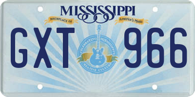 MS license plate GXT966