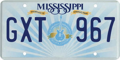 MS license plate GXT967