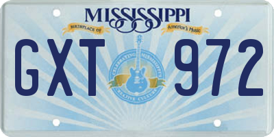 MS license plate GXT972