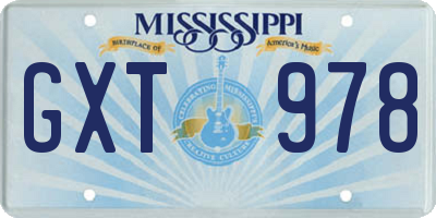 MS license plate GXT978