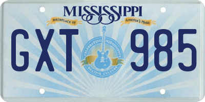 MS license plate GXT985