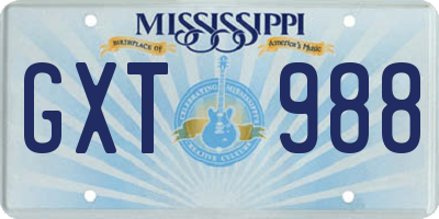 MS license plate GXT988