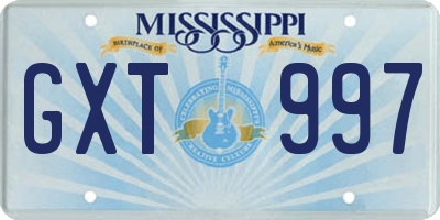 MS license plate GXT997