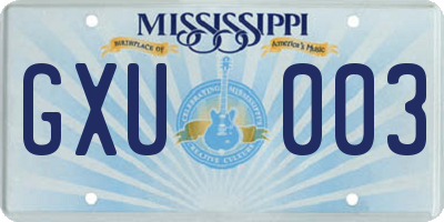 MS license plate GXU003