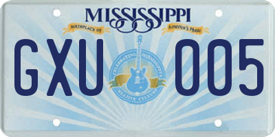 MS license plate GXU005