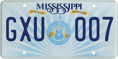 MS license plate GXU007