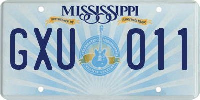 MS license plate GXU011