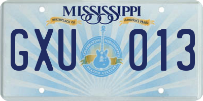 MS license plate GXU013