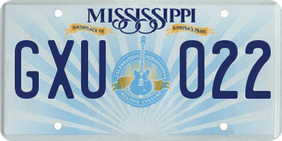 MS license plate GXU022