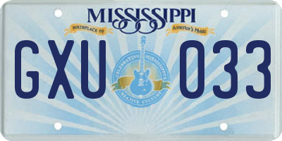 MS license plate GXU033