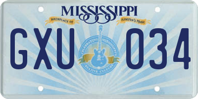 MS license plate GXU034