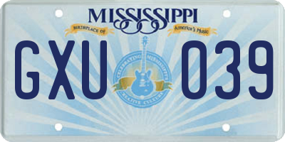 MS license plate GXU039