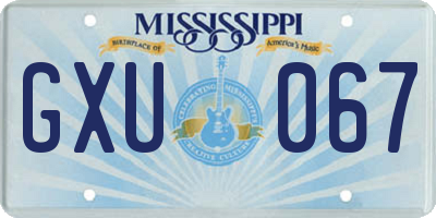 MS license plate GXU067