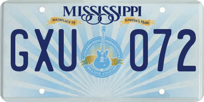 MS license plate GXU072