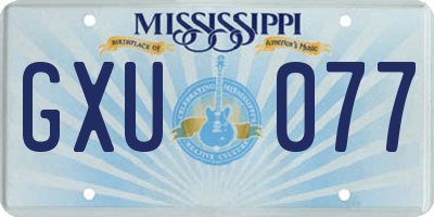 MS license plate GXU077