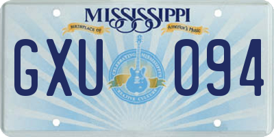 MS license plate GXU094