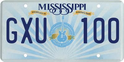 MS license plate GXU100