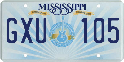 MS license plate GXU105