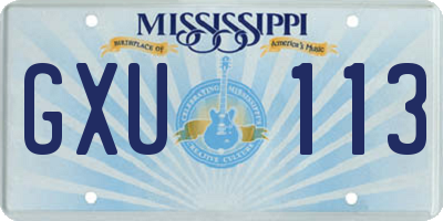 MS license plate GXU113