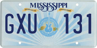 MS license plate GXU131