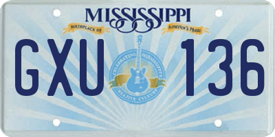 MS license plate GXU136