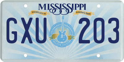 MS license plate GXU203