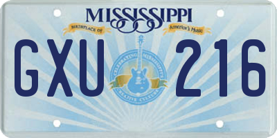 MS license plate GXU216