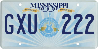 MS license plate GXU222