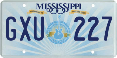 MS license plate GXU227