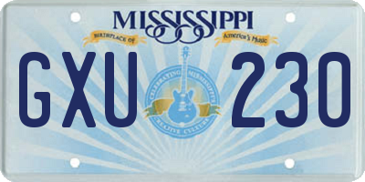 MS license plate GXU230